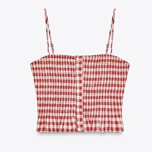 BNWT Zara red and white gingham cropped top S